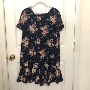 Francesca's Blue Rain Womens Blue Floral Dress